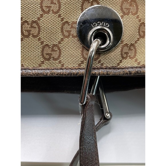 Authentic Gucci GG Leather & Canvas Eclipse Tote Bag Hand Purse - Picture 7 of 12